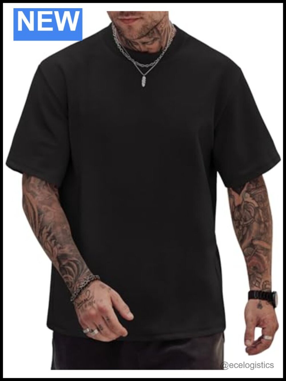 Oversized T-Shirt Heavyweight Cotton Stretch Crewneck Drop Shoulder
